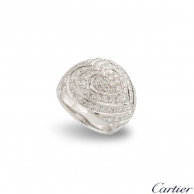 Cartier White Gold Diamond Heart Ring 1.67ct G+/VS+